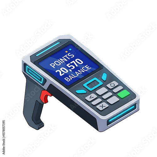 POS terminal scanning barcode for payment.