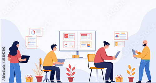 Teamwork Collaboration with Data Visualization and Business Analytics Dashboard