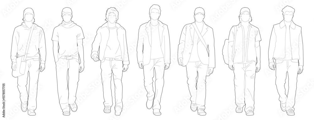Fashion boys version 02 cad outline vector templates
