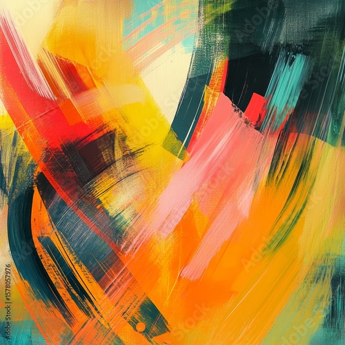 Brush and strokes abstract background with layered expressive strokes in a dynamic composition painterly and isolated
