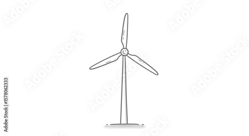 Illustration of a simple wind turbine with three blades in gray color