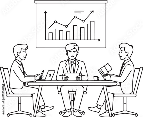 Business Meeting With Financial Chart Presentation graph bar chart