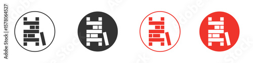 Wooden block icon pack. Clipart Vector design