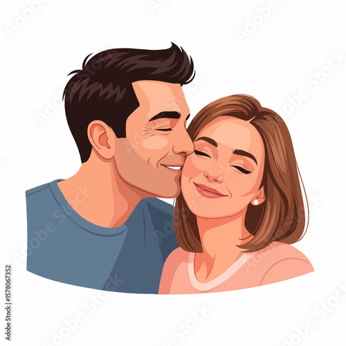 Husband Kissing His Wife with Tender Love and Affection, Romantic Couple Moment