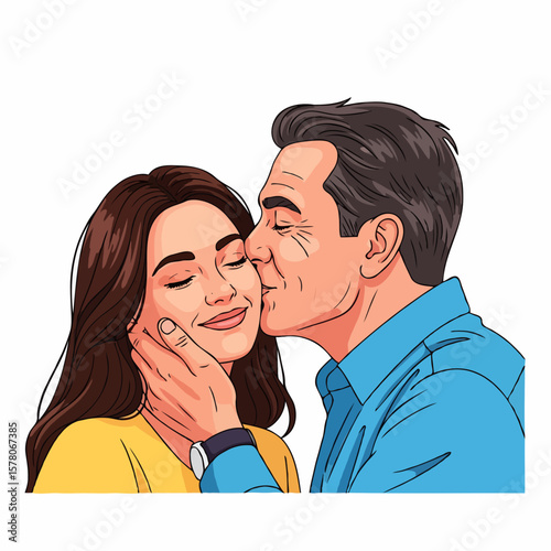Husband Kissing His Wife with Tender Love and Affection, Romantic Couple Moment