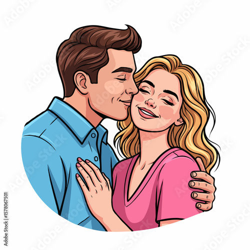 Husband Kissing His Wife with Tender Love and Affection, Romantic Couple Moment
