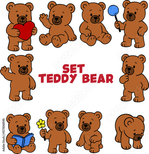 teddy bear hand drawing set
