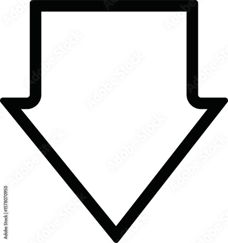 outline down Arrow Icon Vector flat design style isolated on white background