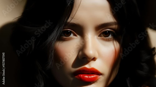 Close-up of Eastern Beauty with Light and Shadow