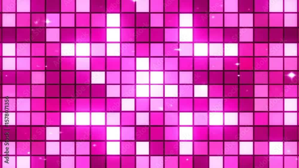 Pink square grid pattern with glowing highlights