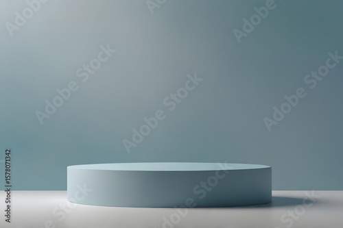 Empty podium in elegant on white and pastel blue gradient background,ideal mockup for product display presentation showcase backdrop design