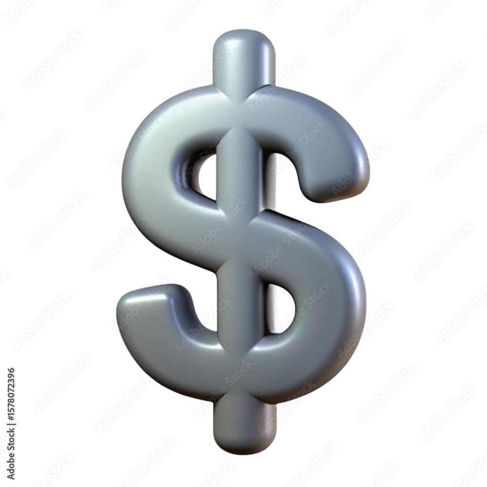 Obraz premium 3d rendered silver dollar sign isolated on a black background for financial concepts