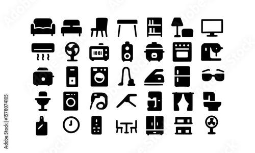 Collection of Home Appliance and Furniture Icons