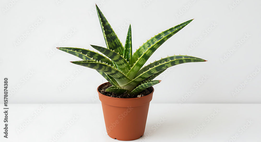 Obraz premium Minimalist Succulent, White Background Succulent, Realistic Succulent Plant, Clean Succulent Photography, Succulent in Ceramic Pot, Succulent Close-Up, Modern Succulent Decor, Elegant Plant Image, Sto