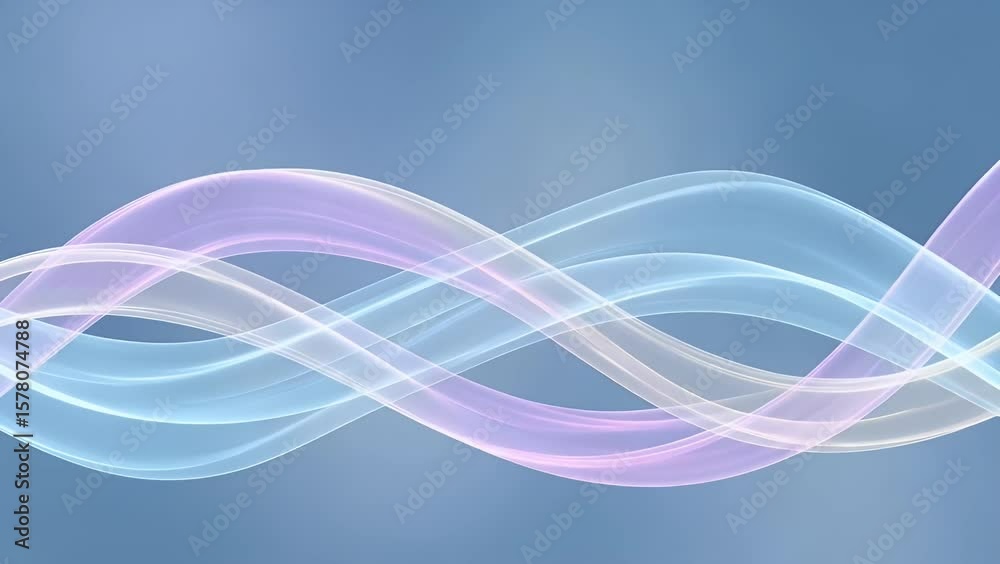 Translucent waves in soft purple and blue hues against a muted blue background