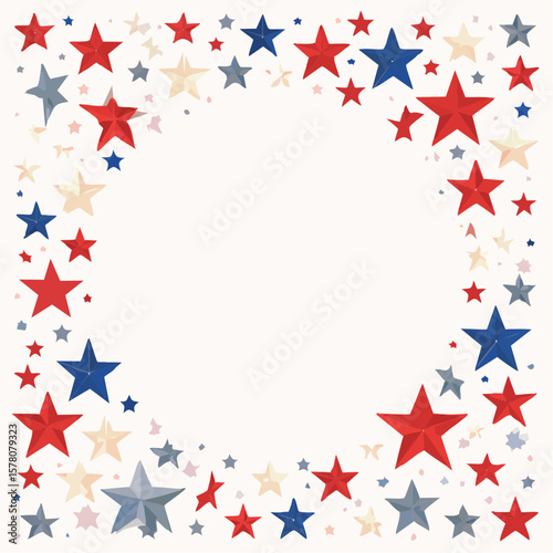 Vector Image: Red, White and Blue Star Frame with Copy Space for Celebrate America 250 Posters, Backgrounds, Etc. 02