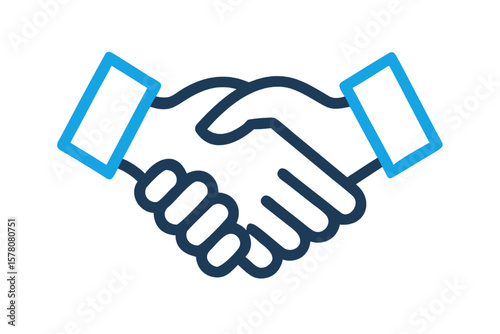 Handshake Icon: A symbolic representation of agreement and partnership, visualized through two hands clasped together in a formal gesture. 