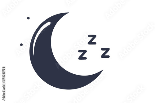Moon's Slumber: A stylized illustration of a crescent moon resting amidst a constellation of stars, with "Z" symbols indicating deep sleep. Ideal for bedtime content and sleep products.