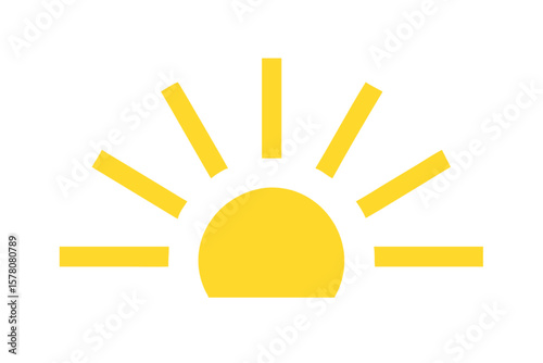 Sunrise Symbol of Hope: A minimalist golden sunrise, its radiant light radiating outwards, an emblem of a new dawn. Clean lines and bright color evoke optimism, freshness, and new beginning.