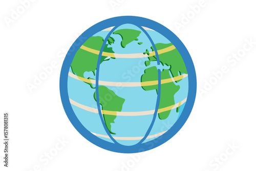 Global Sphere Illustration: A simple yet impactful illustration of the Earth, depicted as a sphere with continents, representing the interconnectedness of our world.