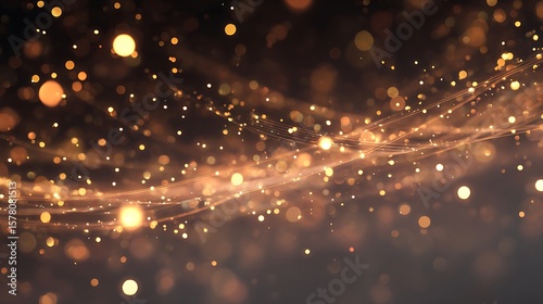 Golden Lights and Waves Abstract Background