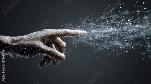 Hand Touching Network Connection Pointing Finger