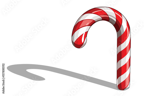Classic Red and White Candy Cane with Shadow