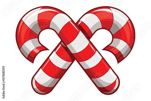 Two Red and White Candy Canes Crossed