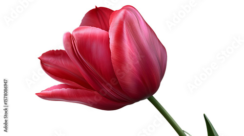 A vibrant red tulip a symbol of deep love and devotion against a stark black background with on transparent background