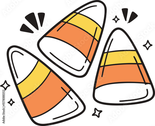 Two Cartoon Candy Corn Pieces Halloween Treat