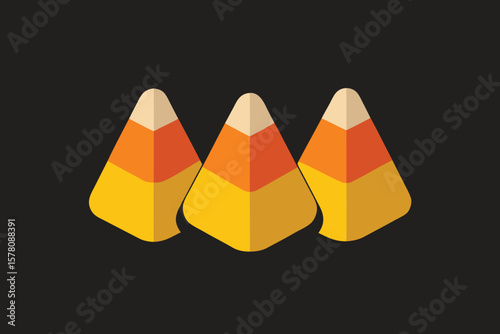 Three Candy Corn Treats on Dark Background