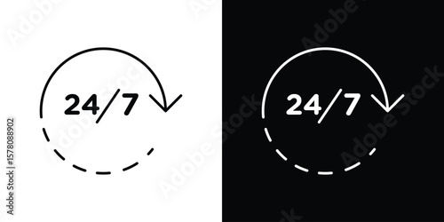 24 7 icon illustration symbol or logo collection.