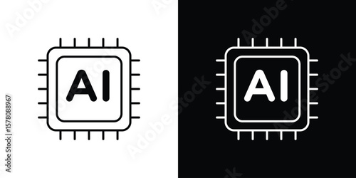 AI icon illustration symbol or logo collection.