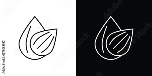 Almond icon illustration symbol or logo collection.