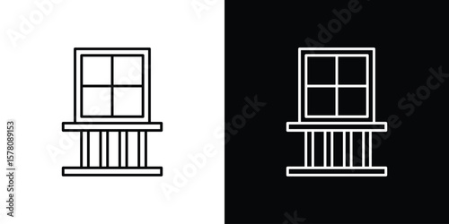 Balcony icon illustration symbol or logo collection.