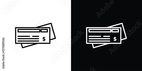 Cheque icon illustration symbol or logo collection.