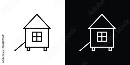 Chicken coop icon illustration symbol or logo collection.