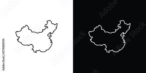 China map icon illustration symbol or logo collection.