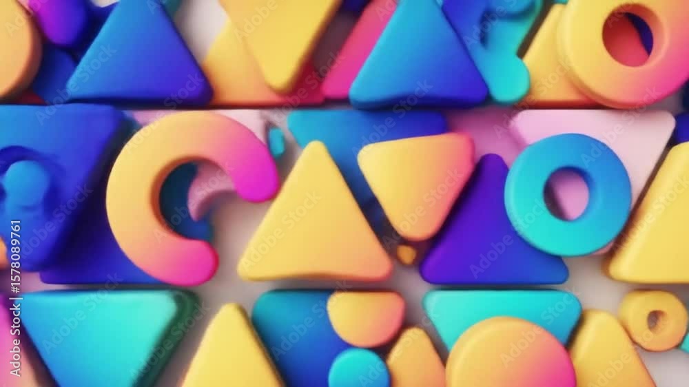 Colorful 3D Abstract Shapes: Dynamic Animation, Modern Design, Vibrant Background