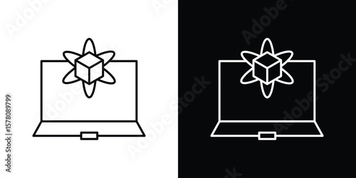 Computer simulation icon illustration symbol or logo collection.