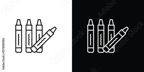 Crayon icon illustration symbol or logo collection.