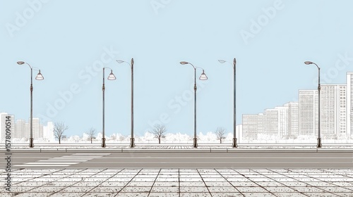 City street scene, light sketch