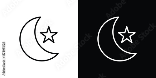 Moon and star icon illustration symbol or logo collection.