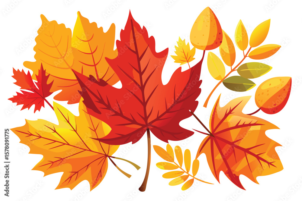 Fototapeta premium Vibrant Autumn Leaves Collection for Fall Designs