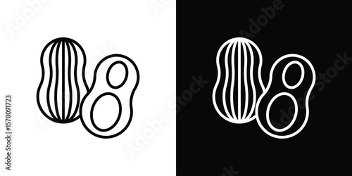 Peanut icon illustration symbol or logo collection.