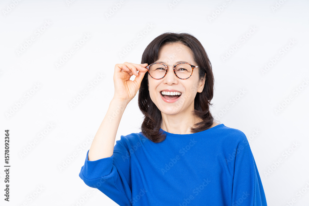 眼鏡のミドルの女性 眼鏡のミドルの女性