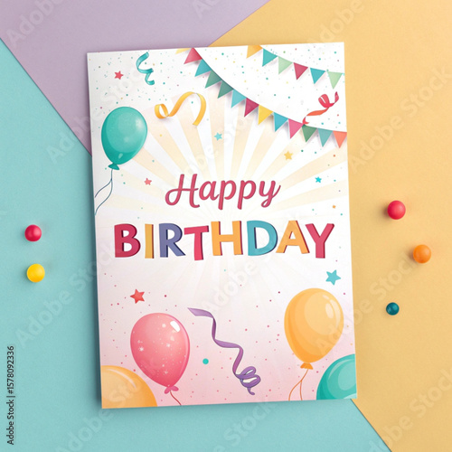 happy birthday card with balloons