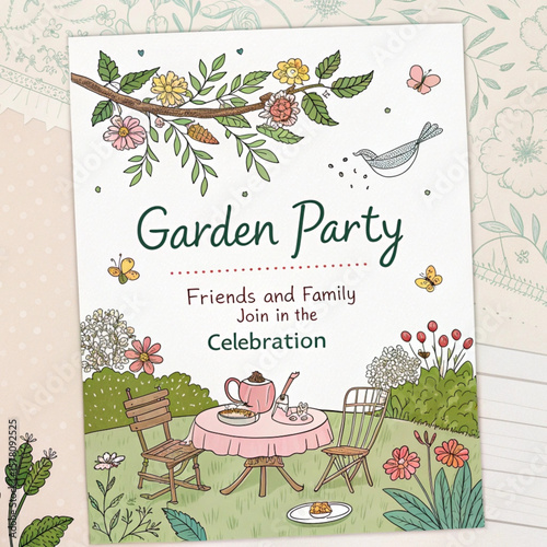 Garden part invitation template card 