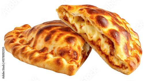 Calzone Italian folded pizza, isolated on tranparent background 