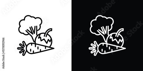 Vegetable icon illustration symbol or logo collection.